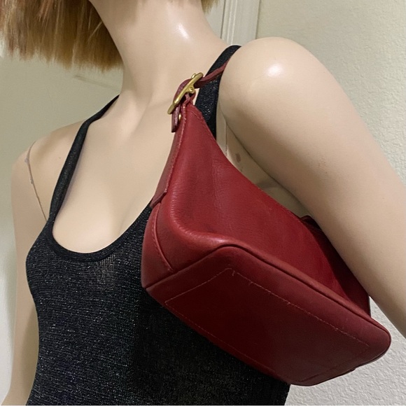 Vintage Y2K COACH 9844 Legacy West Demi Burgundy Red Leather Hobo Mini Bag - Picture 9 of 16